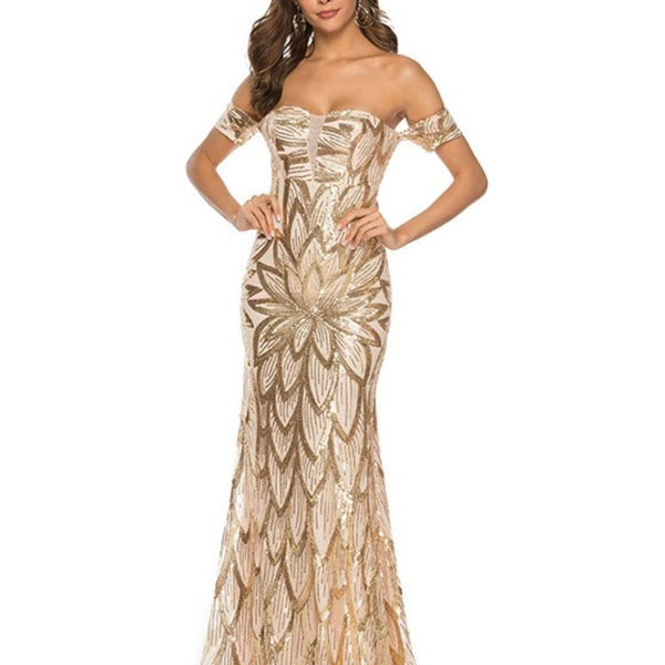 Robe bustier dorée de soirée