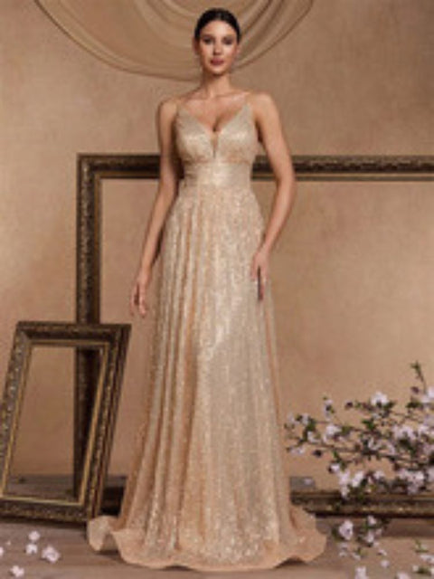 Robe demoiselle d'honneur champagne dorée