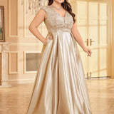 Robe dorée grande taille champagne