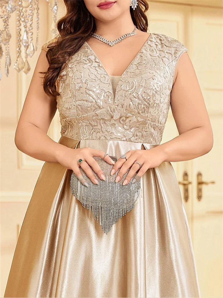 Robe dorée grande taille longue
