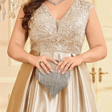 Robe dorée grande taille longue