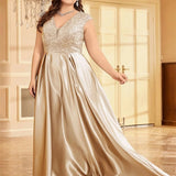 Robe dorée grande taille