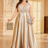 Robe dorée grande taille femme