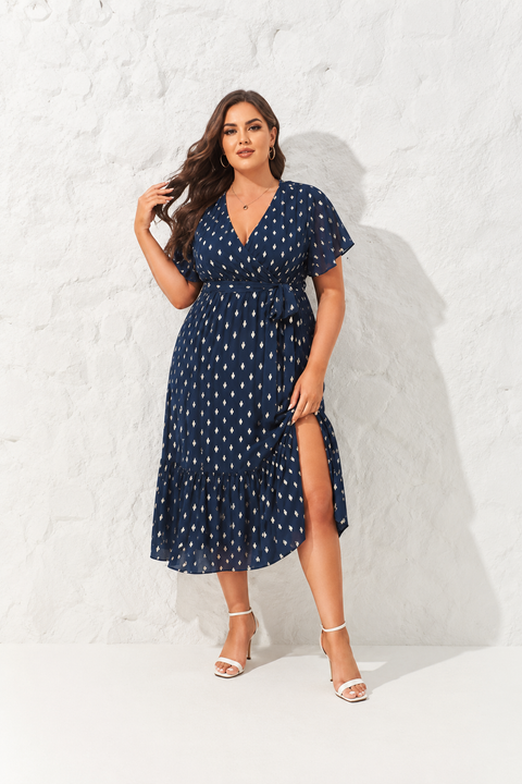 Robe bleu et dorée Midi