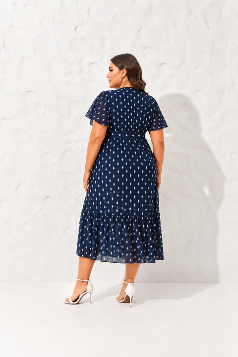 Robe bleu et dorée Midi