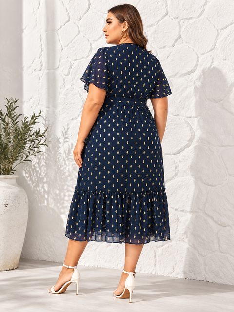 Robe bleu et dorée Midi