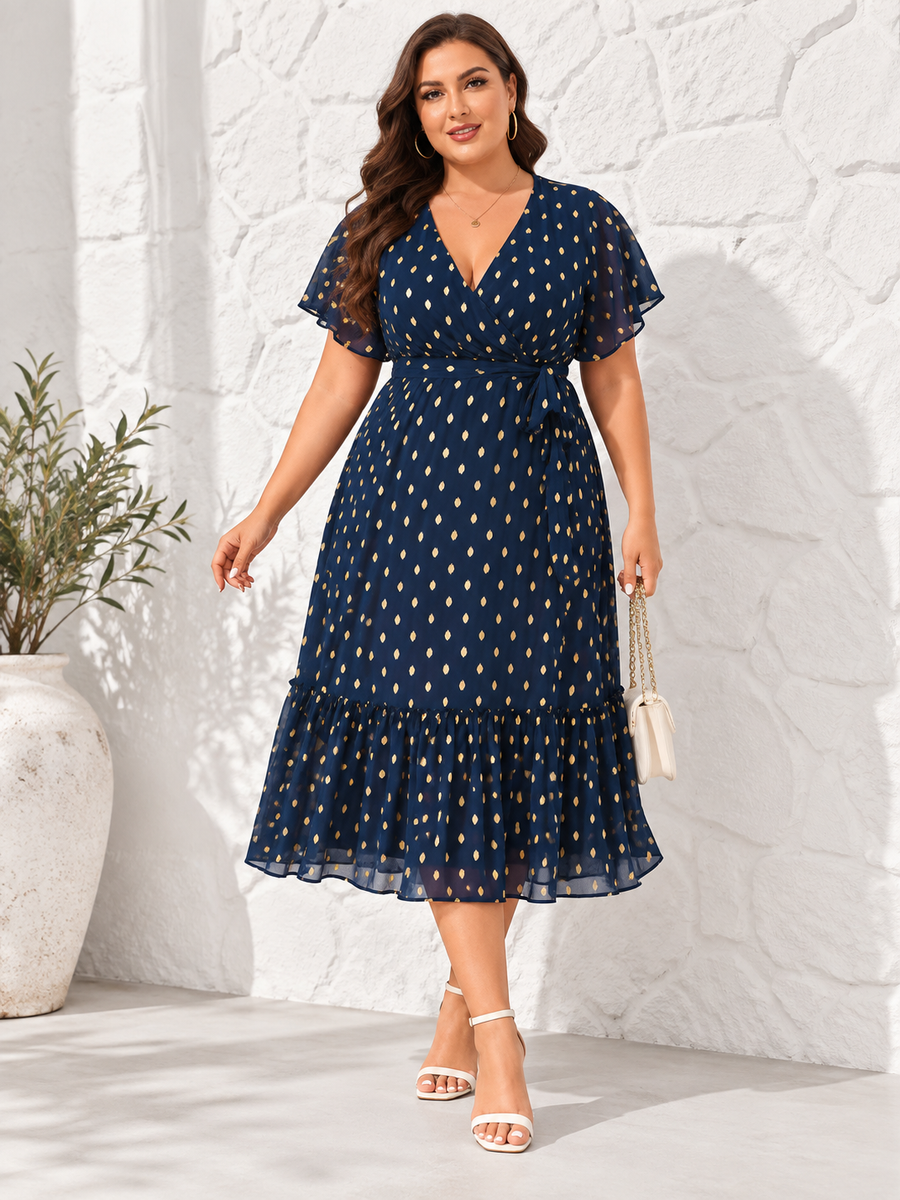 Robe bleu et dorée Midi
