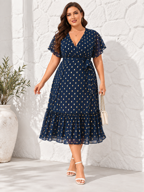 Robe bleu et dorée Midi