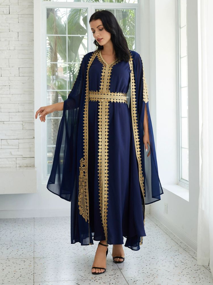 Robe bleu marine et dorée