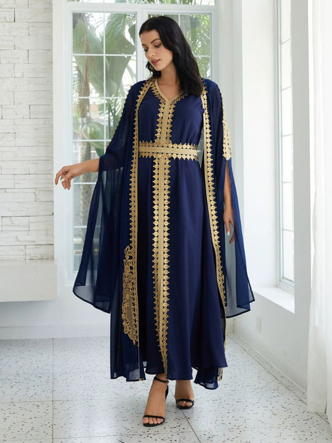 Robe bleu marine et dorée
