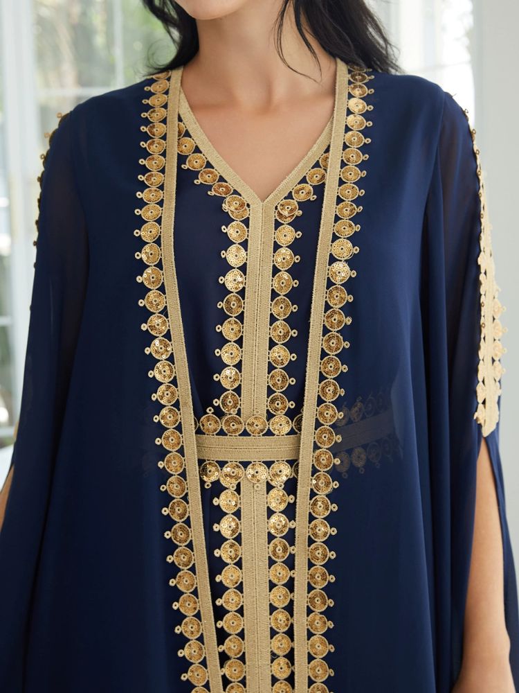Robe bleu marine et dorée