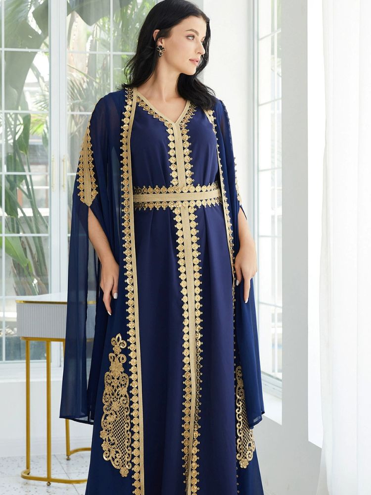 Robe bleu marine et dorée