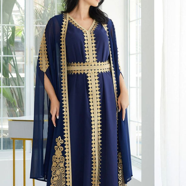 Robe bleu marine et dorée