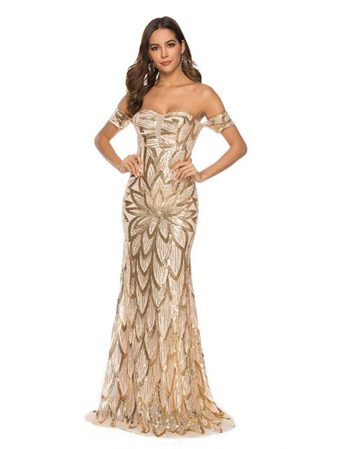 Robe bustier dorée de soirée