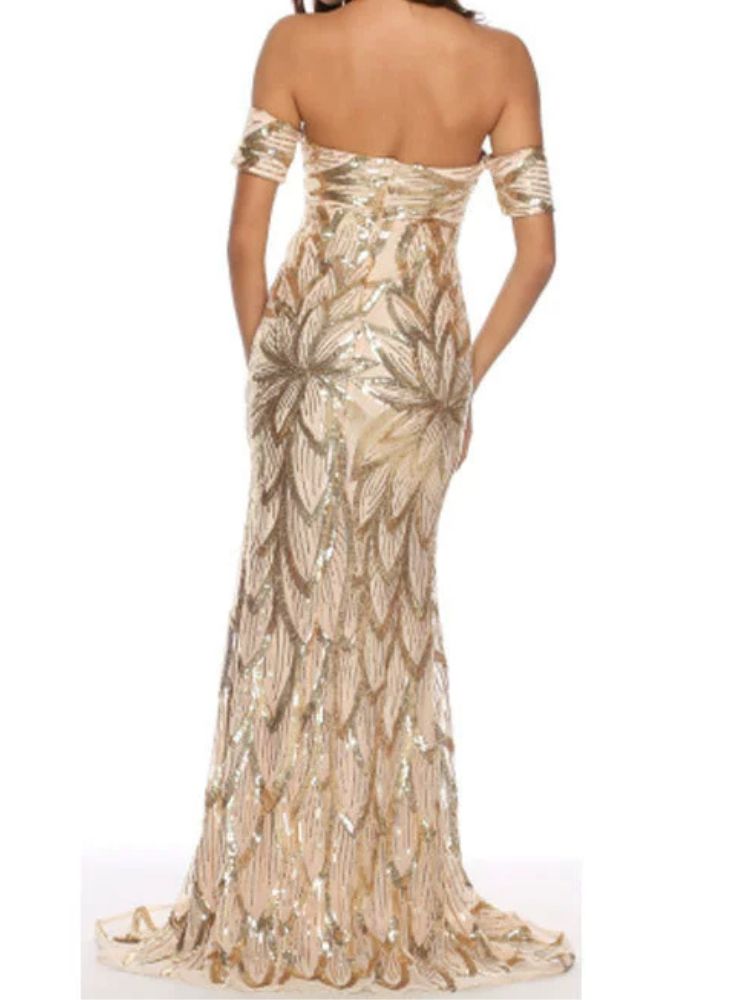 Robe bustier dorée de soirée
