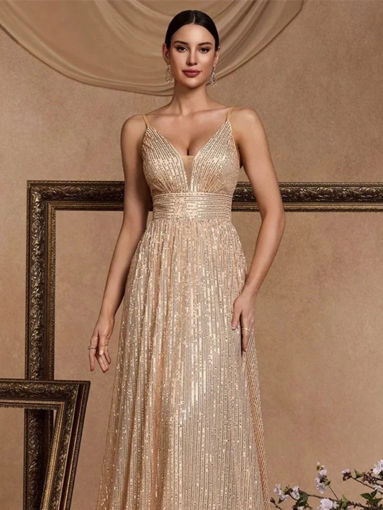 Robe demoiselle d'honneur champagne dorée