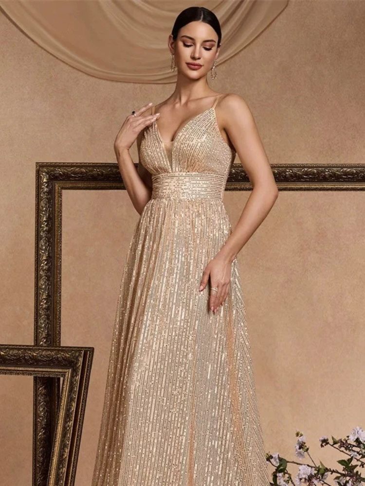 Robe demoiselle d'honneur champagne dorée