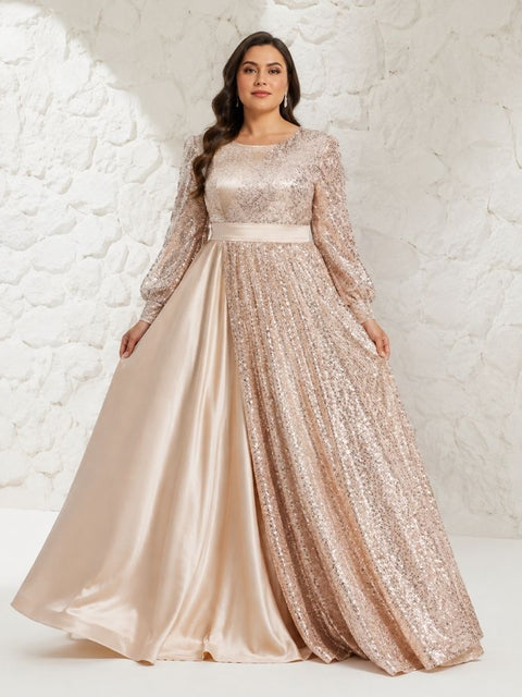 Robe dorée grande taille satinée
