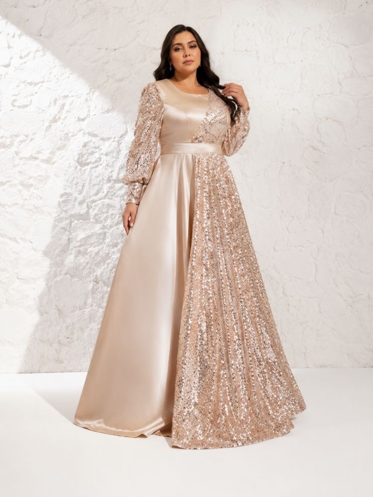 Robe dorée grande taille satinée