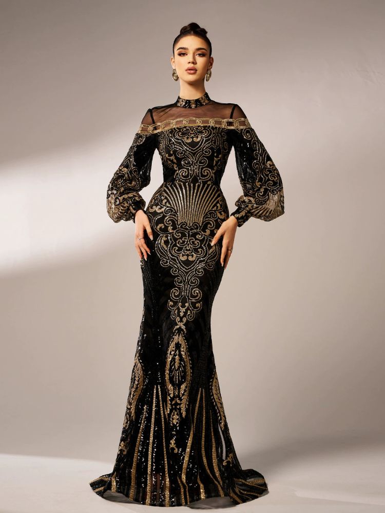 Robe noir et doré longue