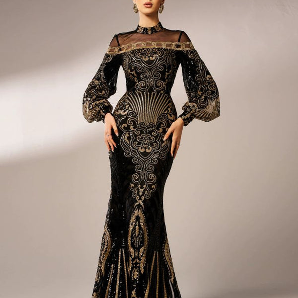 Robe noir et doré longue