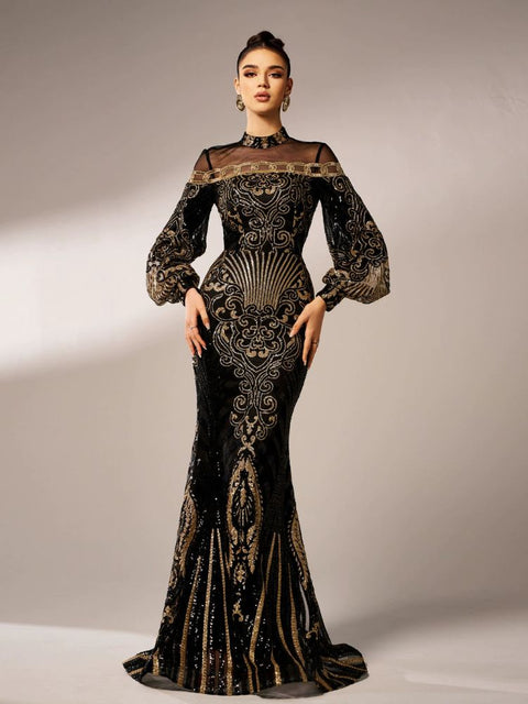 Robe noir et doré longue