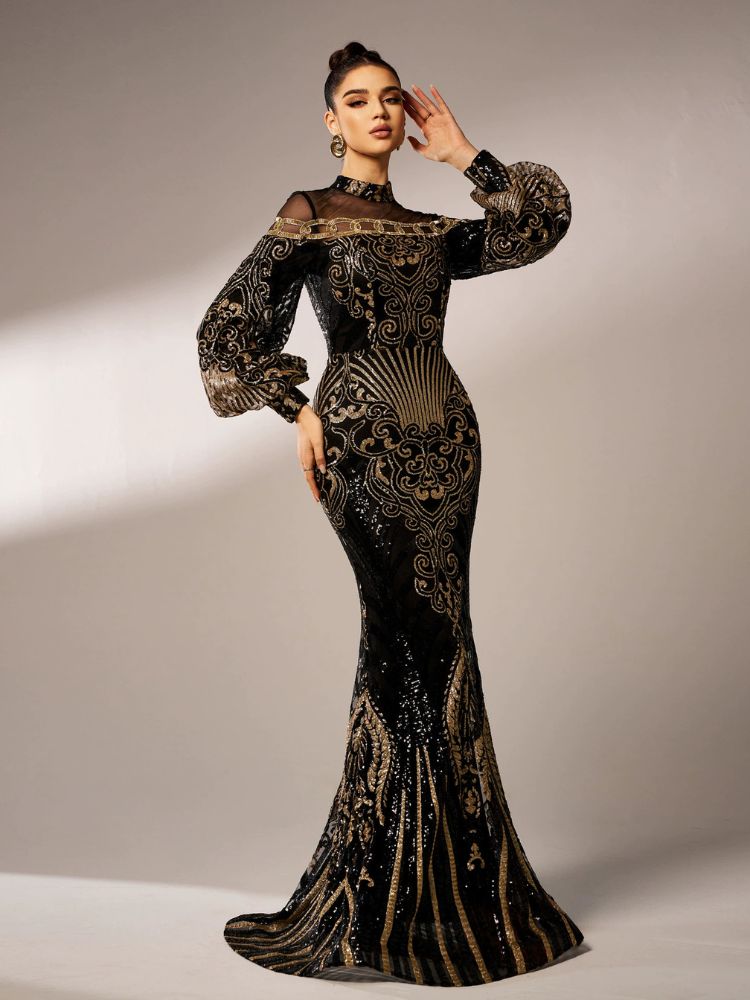 Robe noir et doré longue