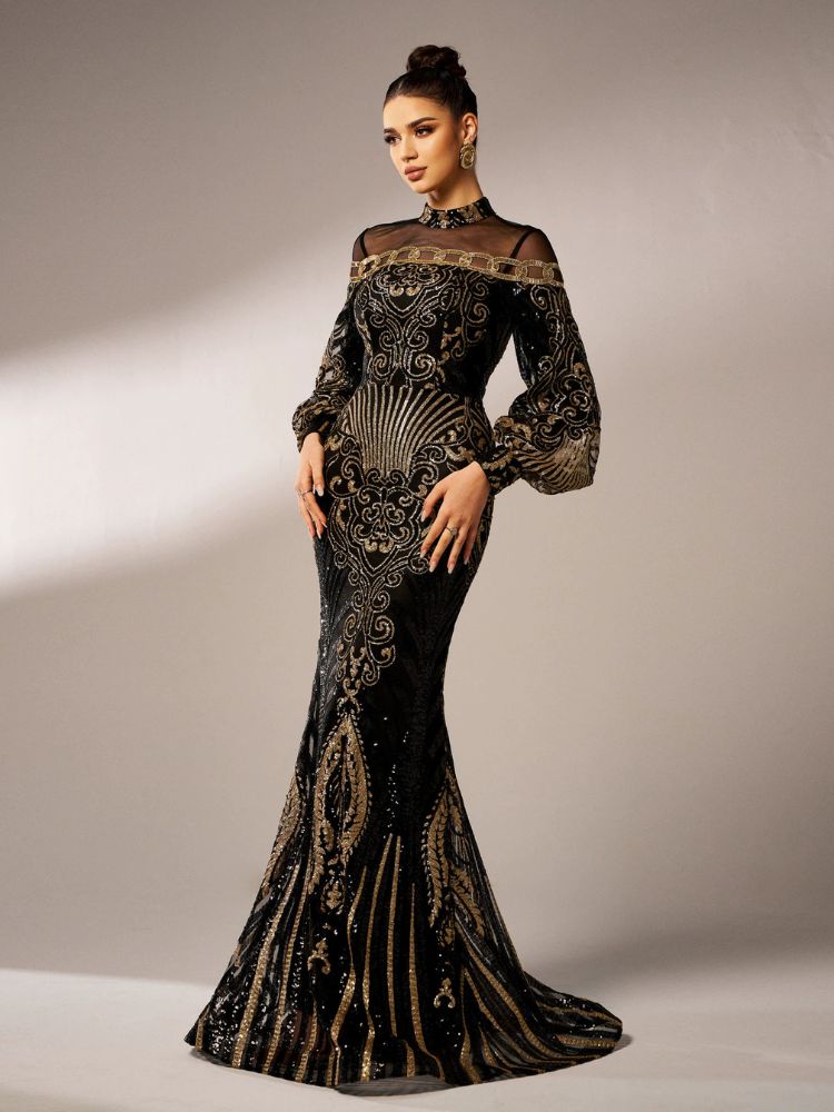 Robe noir et doré longue