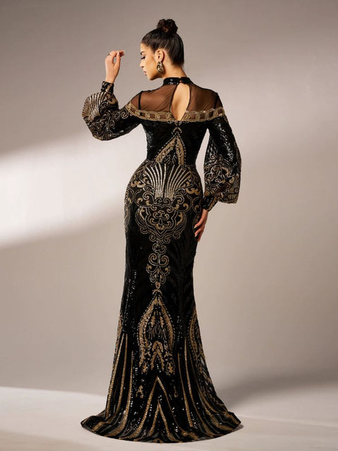 Robe noir et doré longue