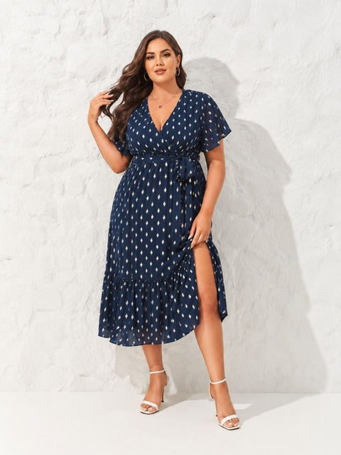 Robe bleu et dorée Midi