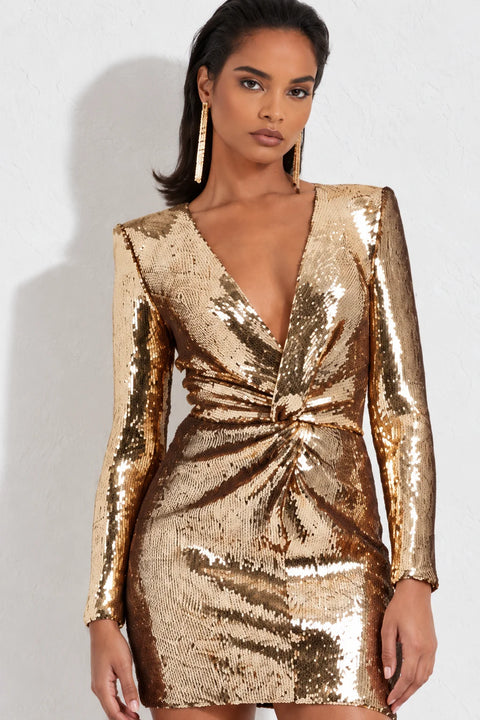 Robe à sequins dorée chic - Robe dorée