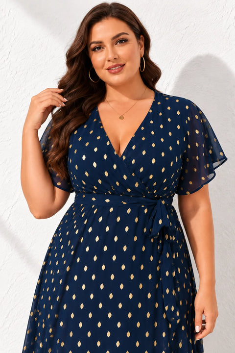 Robe bleu et dorée Midi - Robe dorée