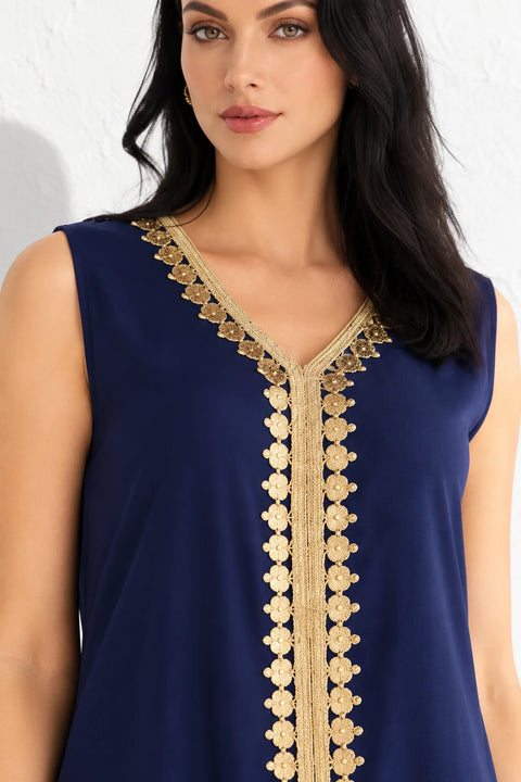 Robe bleu marine et dorée - Robe dorée