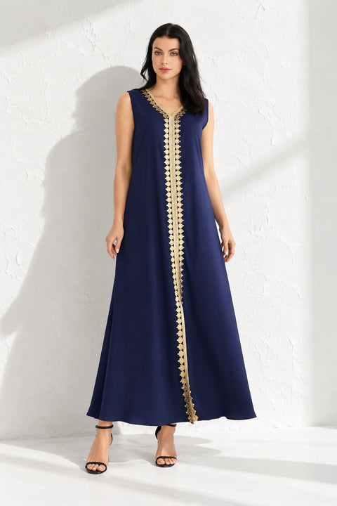 Robe bleu marine et dorée - Bleue et dorée / M - Robe dorée