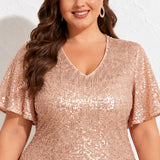Robe brillante dorée ample - Robe dorée
