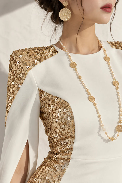 Robe de soirée blanche et dorée - Robe dorée