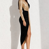 Robe de soirée noire et dorée - Robe dorée