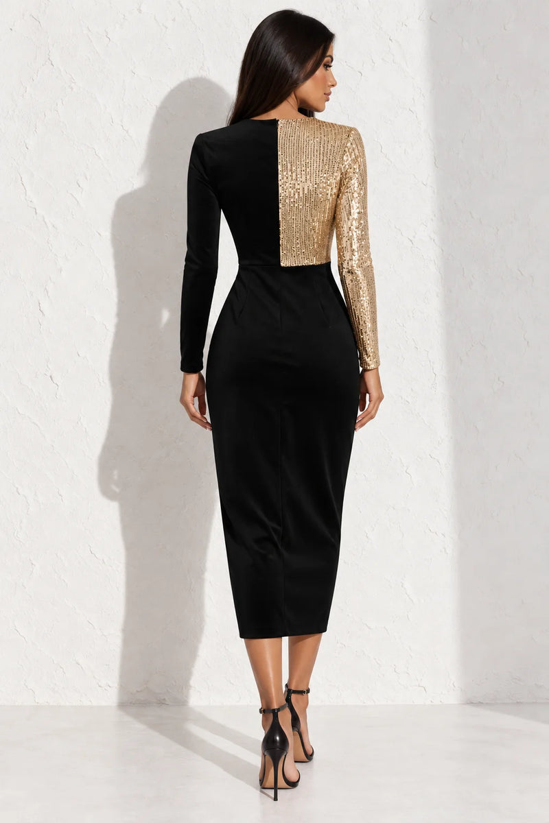 Robe de soirée noire et dorée - Robe dorée