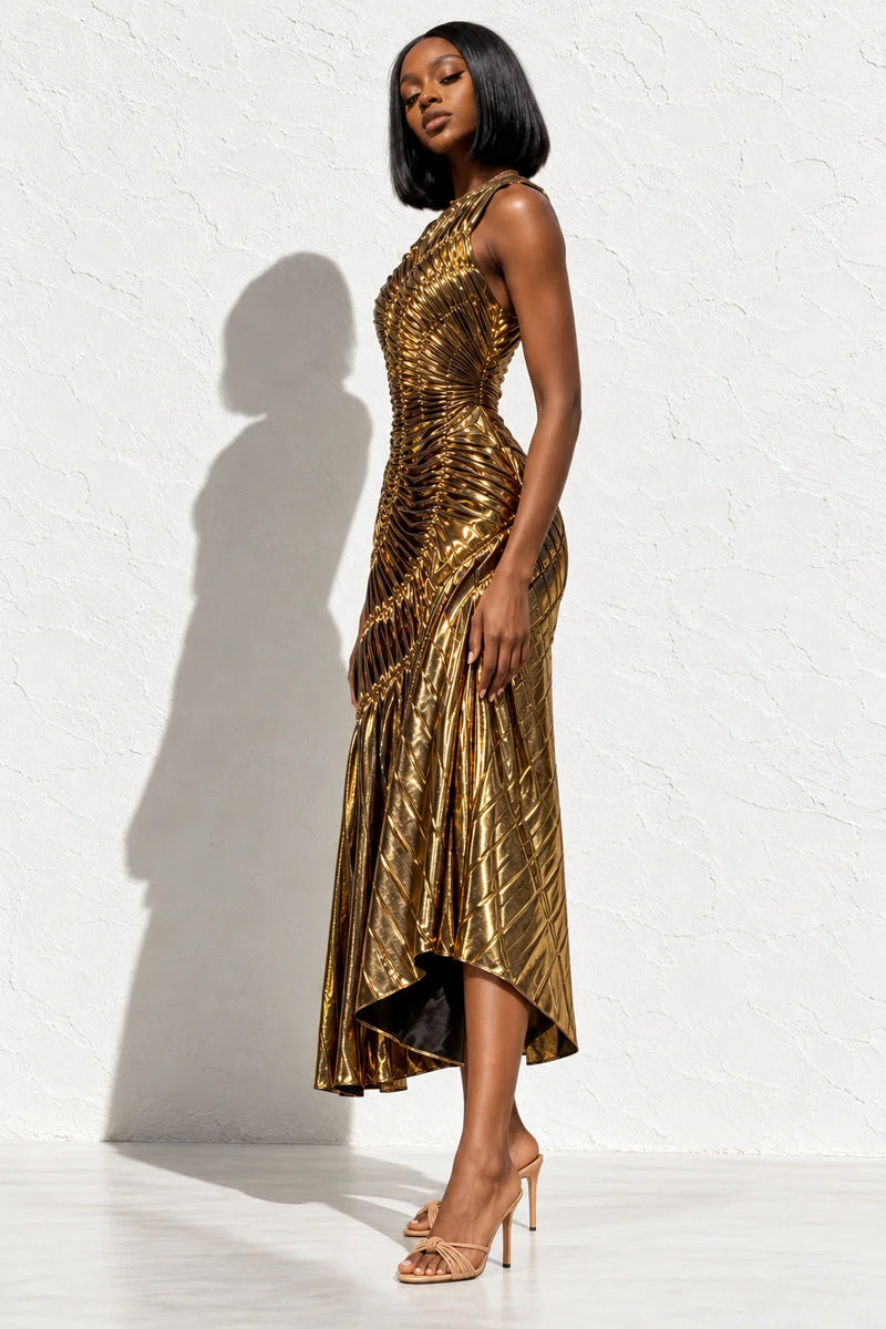 Robe de soirée pailletée dorée - Robe dorée