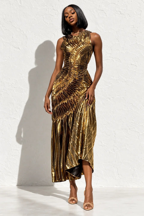 Robe de soirée pailletée dorée - Dorée / XS - Robe dorée