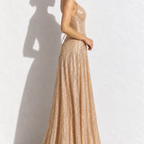 Robe demoiselle d’honneur champagne dorée - Robe dorée