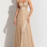 Robe demoiselle d’honneur champagne dorée - Dorée / S - Robe dorée