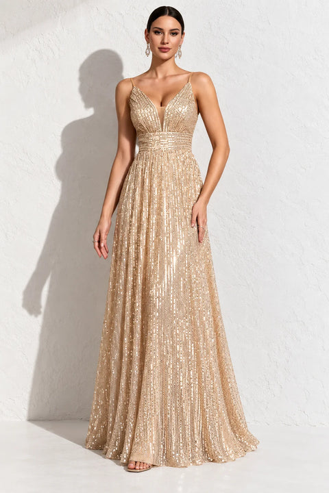 Robe demoiselle d’honneur champagne dorée - Dorée / S - Robe dorée