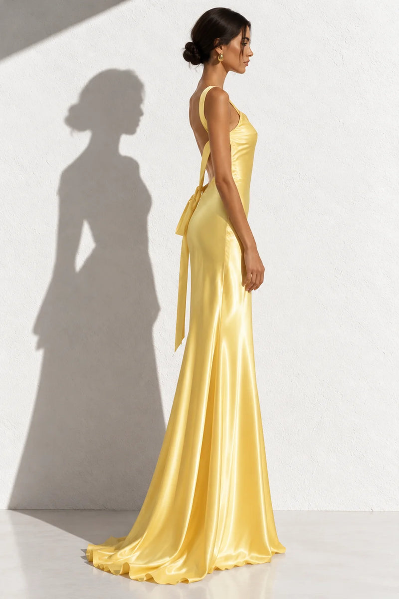 Robe dorée dos nu longue - Robe dorée