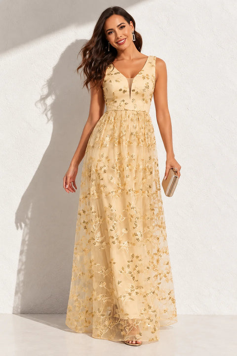 Robe dorée femme motifs fleurs - Or / S - Robe dorée
