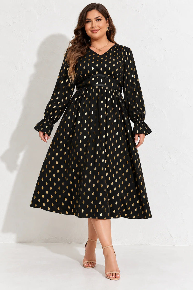 Robe noire et motifs or - Noire et dorée / XL - Robe dorée